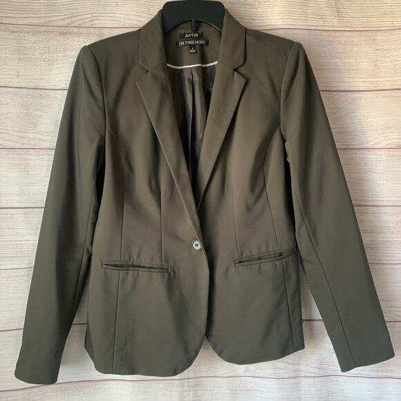 Apt. 9 Olive Green Blazer The Torie Jacket Slit Pockets Long Sleeves Size 6 - Picture 1 of 13
